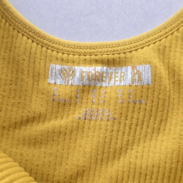 Ribbed Comfort Y2K Bra Top Wireless Pullover‎ Stretch Sleep Forever 21 Yellow M - Image 5
