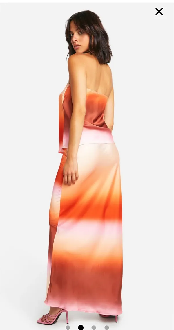 Boohoo Ombré satin longline Bandeau & maxi skirt - Image 2
