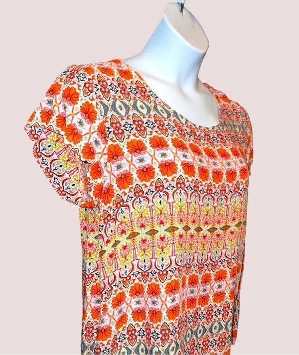 Cynthia Rowley orange and blue print top! - Image 2