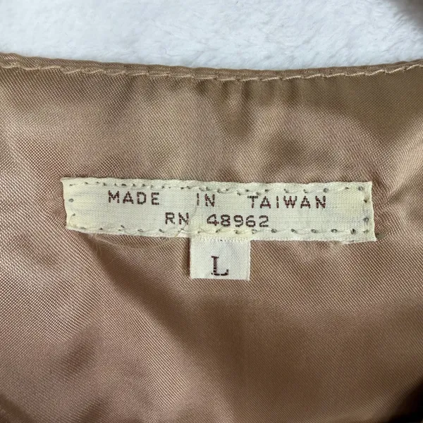 Vintage Boho Large Leather Vest Suede Front Satin Back Cinch Tan Camel Festival - Image 5