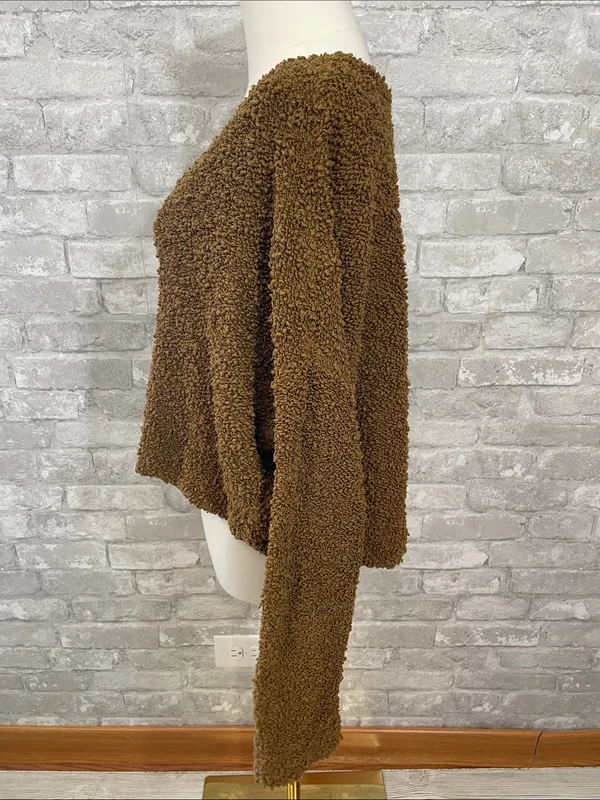 Free People Popcorn Pullover V-Neck Sweater in a moss Brown - Image 3