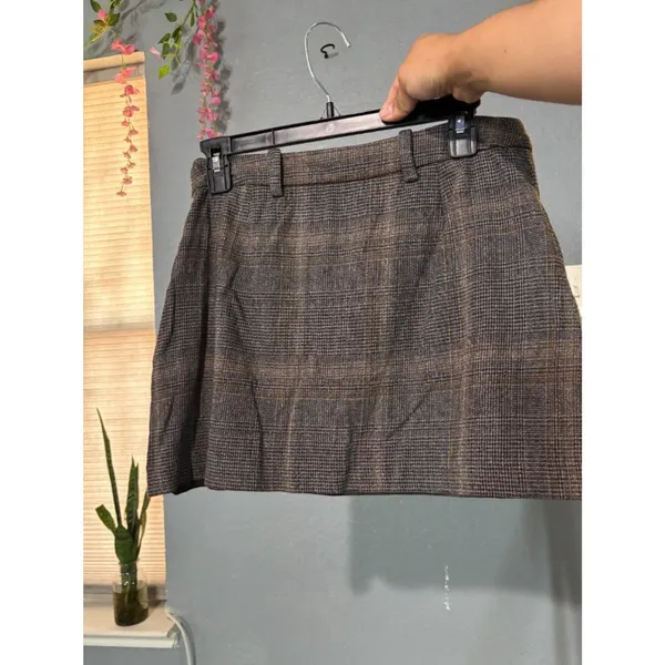Madewell Size 2 Brown Plaid Mini Skirt Tailored Preppy Academia Fall Office Y2K - Image 3
