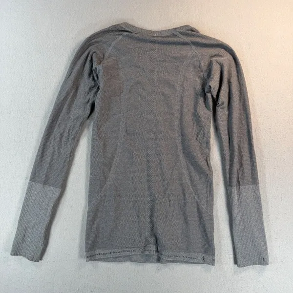 Lululemon Swiftly Tech Long Sleeve Crew Grey Heathered Size 4 Thumbholes - Image 2