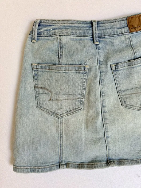 American Eagle Womens Size 00 High Rise A-Line Denim Mini Skirt‎ Button Front - Image 16
