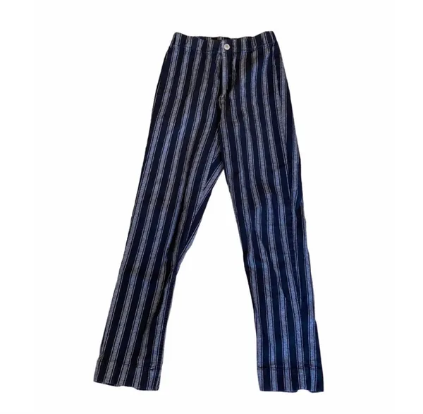 Brandy Melville High Rise Black White Stripe Pants Ankle Cropped S M - Image 5