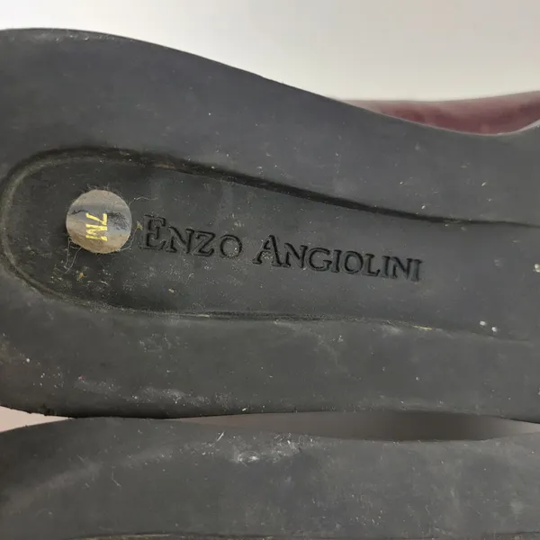 Enzo Angiolini Womens Shoes Size 7 Burgandy Leather Slip On Flat Loafers - Image 10