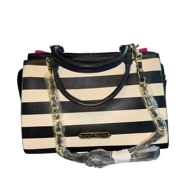BETSEY JOHNSON Curtsy Stripe Structured Satchel BM19315 New with Tag MSRP $118 - Image 2
