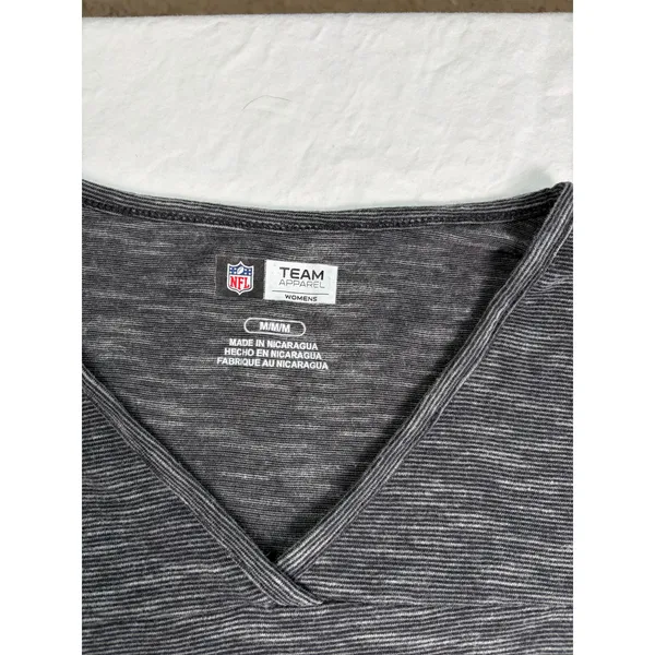 Carolina Panthers NFL womens gray stripe blue graphic V neck T shirt. Size M - Image 2