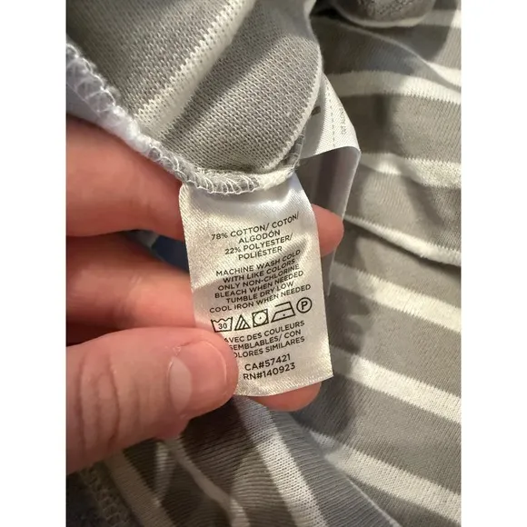 LOFT NWT Striped T-Shirt Dress Size‎ XL Gray White Short Sleeve Casual Soft Knit - Image 4
