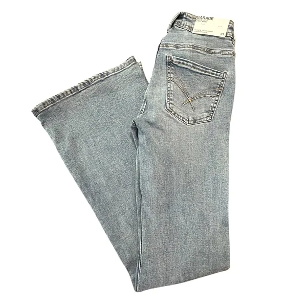 Garage Denim Shelly Blue Low Rise Flare Jeans Light Wash Retro Y2K - Image 4