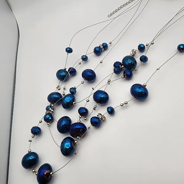 NWT Paparazzi Blue Cosmic Real Estate Necklace & Earrings Set - Image 3