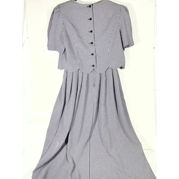 VTG PLAZA SOUTH Women's Gingham Dress Grandma Cottagecore Dress Navy/White SZ 10 - Image 2