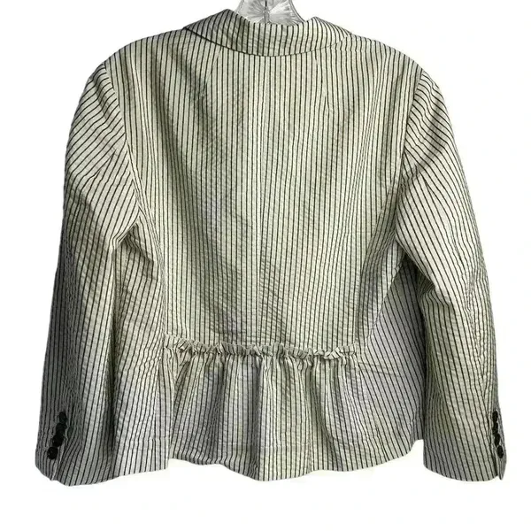 Ann‎ Taylor Loft Women's Blazer Jacket Ivory/White and Black Stripes Size 8 - Image 15