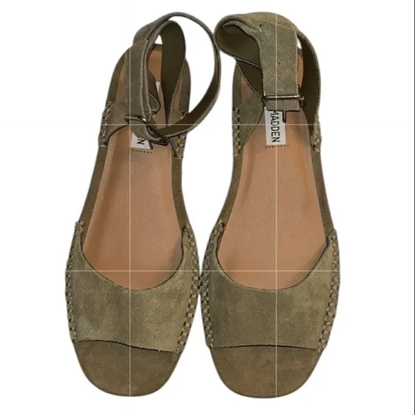 Steve Madden Green Suede/Leather Wedge Heel Open Toe Sandals (Size 8.5M) - Image 2