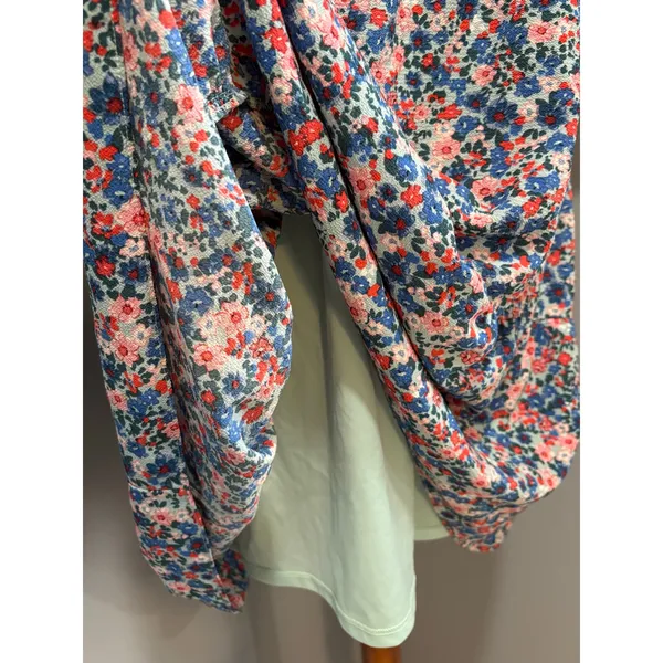 Cottagecore Floral Mini Dress Puff Sleeve Square Neck Babydoll Fall Flowy XL - Image 7