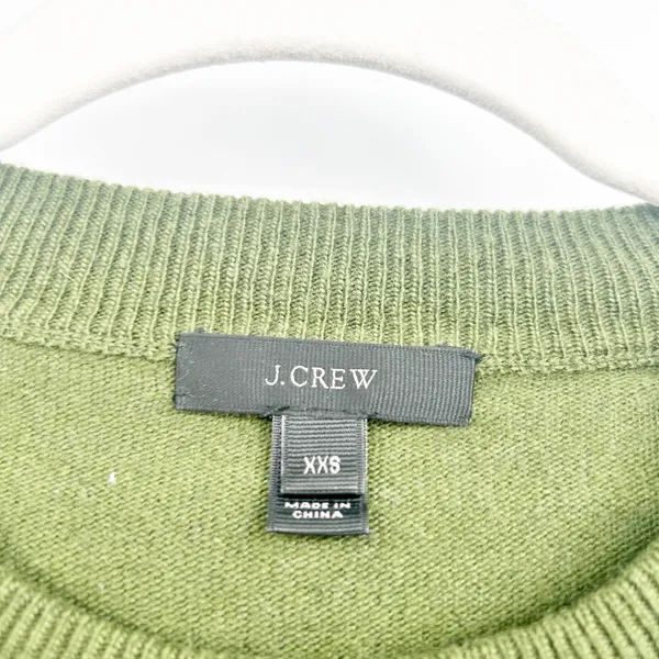 J. Crew Womens‎ Moss Green Wool Blend Tiered Ruffle Sleeve Preppy Sweater XXS - Image 4