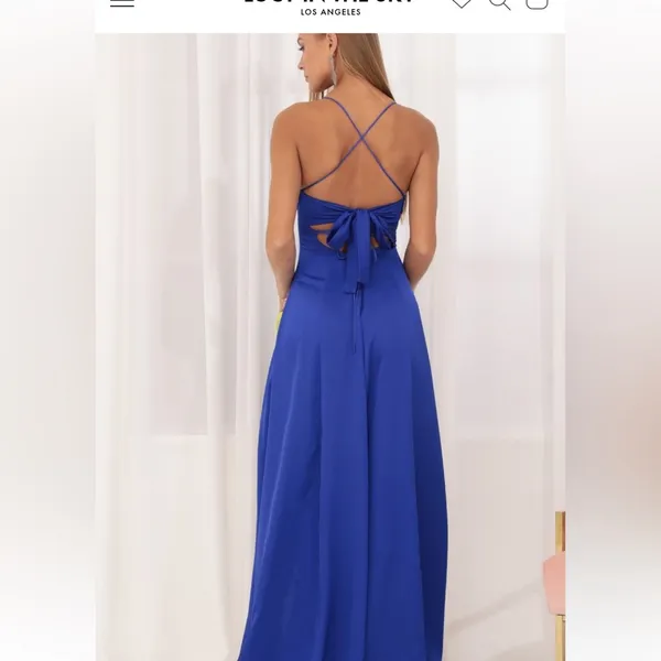 Lucy in the Sky Dena Satin Maxi Dress in Blue - Image 2