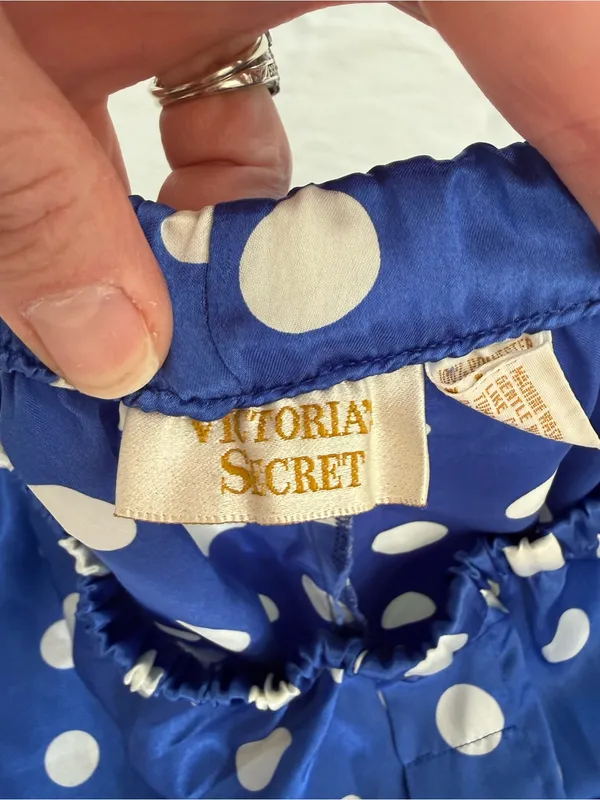 Vintage Victoria’s Secret‎ Blue Polka Dot Satin Tap Shorts Size M - Image 2