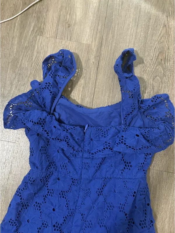 Blue eyelet ruffle dress lulus - Image 4