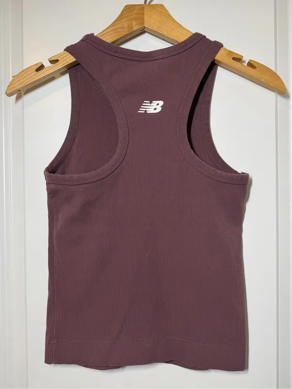 New Balance Linear Heritage Ribbed Knit Racer Workout Tank - Image 5