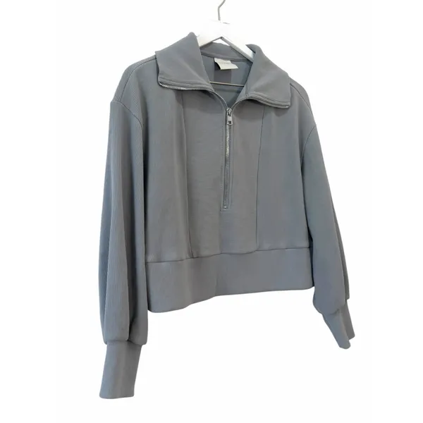 Varley Ramona Half Zip 2.0 Sweatshirt Blue Gray Ribbed Pullover Size Small - Image 4
