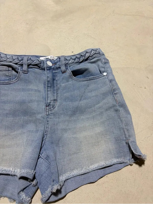 Judy blue Light Blue Braided-Waist Denim Shorts small - Image 5