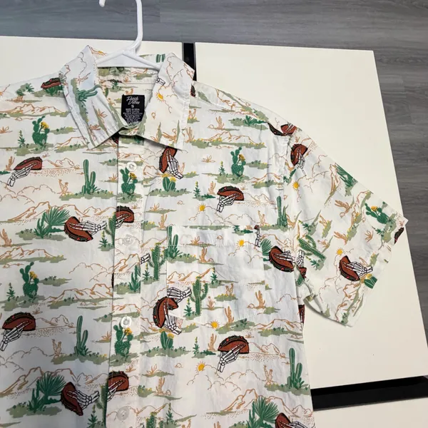 Fresh Vibes S Cotton Spooky Summer Desert Taco Skeleton Button Up Shirt 🌮💀 - Image 6