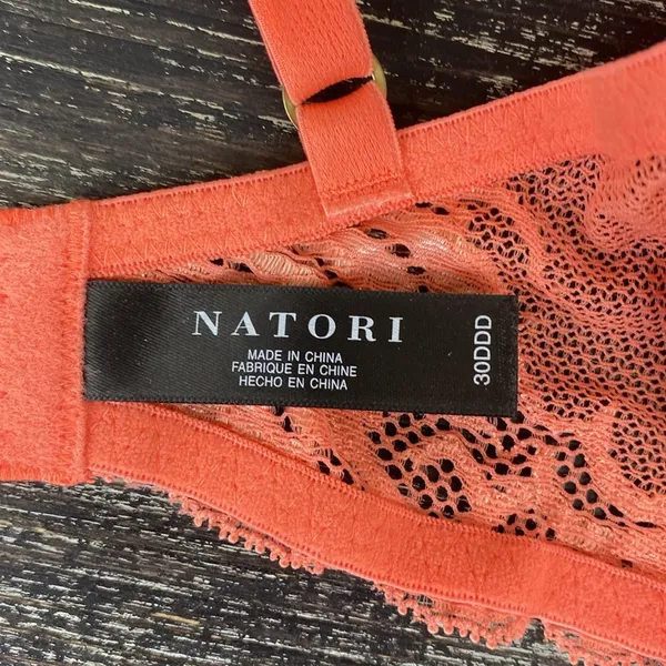 Natori Coral Orange Feathers Plunge T Shirt Bra 30DDD - Image 5