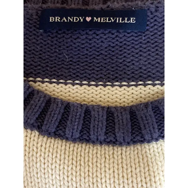 Brandy Melville Brianna Striped Crew Neck Long Sleeve Sweatshirt Sweater Top L - Image 5