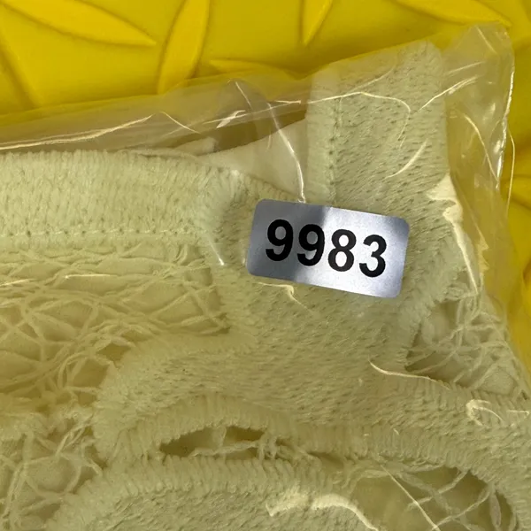 Bardot Yellow Guipure Lace Sheath Midi Dress 12 XL Square Neck Spaghetti Straps - Image 14