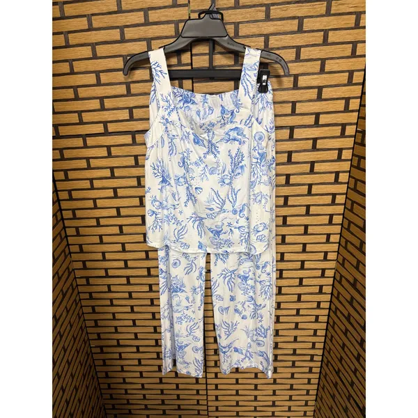 Joyspun White And Blue Ocean Print Pajama Pant Set Size‎ XS - Image 2