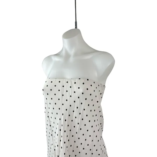 MNG Mango White Black Polka Dots Strapless Tube Bandeau Slip Midi Dress Size S - Image 2