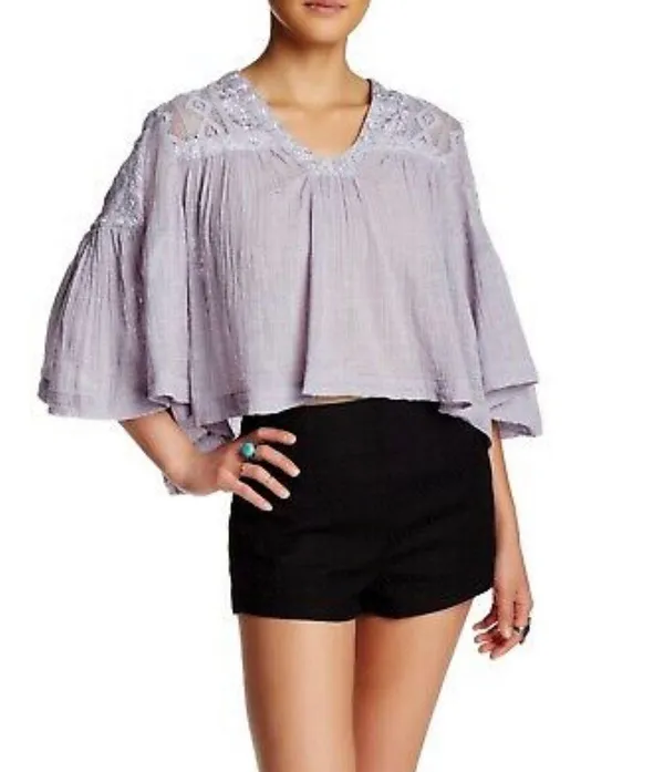 Free People 3/4 Sleeve Blouse In Lavender - Image 2