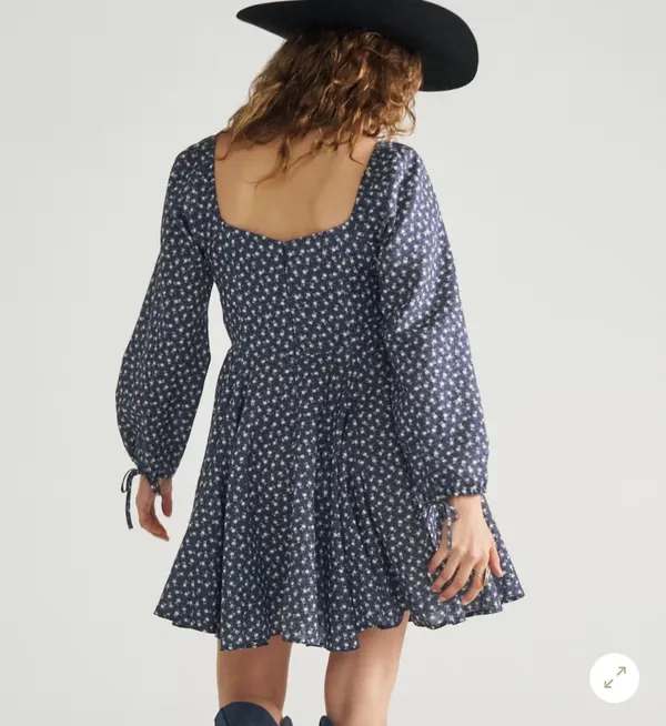 Tecovas Long Sleeve Mini Dress Blue - Image 2