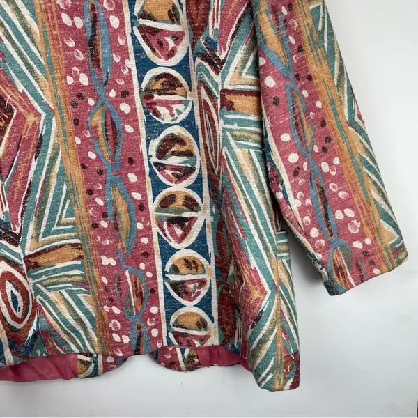 Vintage 80s 90s Pastel Retro Funky Blazer Jacket Sz 16 Boho Aztec Western - Image 13