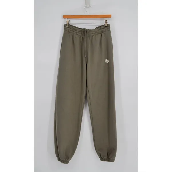 Anine Bing Karter Sweatpants Gray Women's S Cotton Fleece Relaxed Logo Slouchy - Image 3
