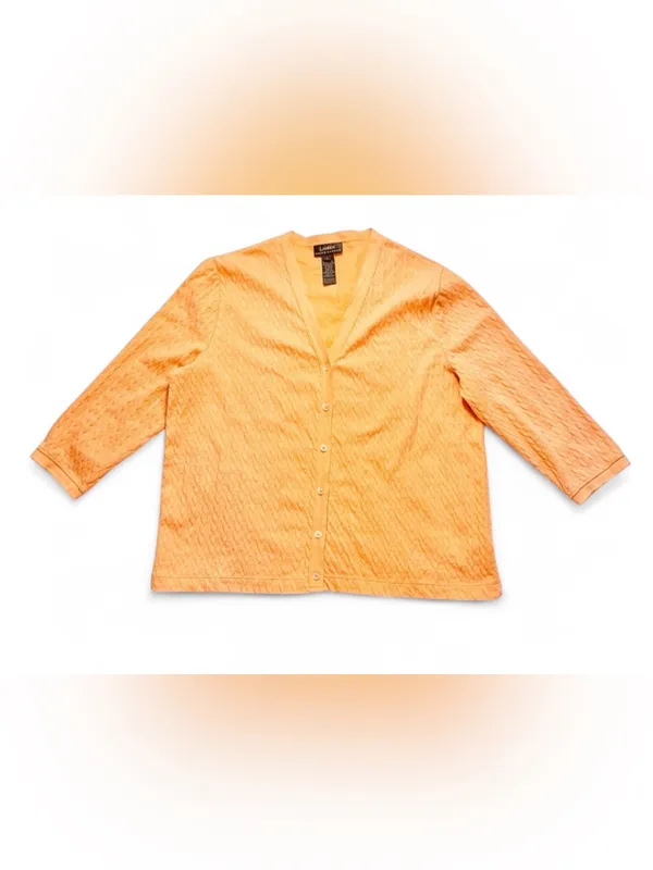 Lauren Ralph Lauren Women's Cable Knit 3/4 Sleeve V-Neck Cardigan Top Size Large - Image 3