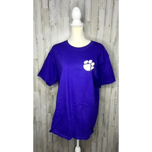 Hanes NWT Clemson Tigers Women's Large‎ Purple Paw Palm Tree "Clemson Girl" T-Shirt - Image 3