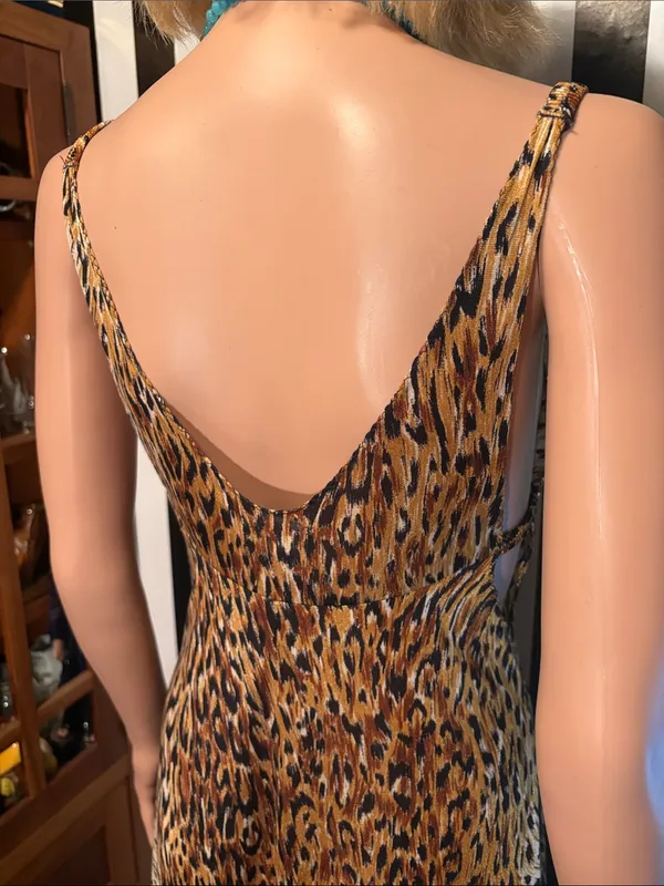 70s Vintage Leopard Print Slip Maxi Dress Sexy Nightgown Dress Size Small 2/4 - Image 7