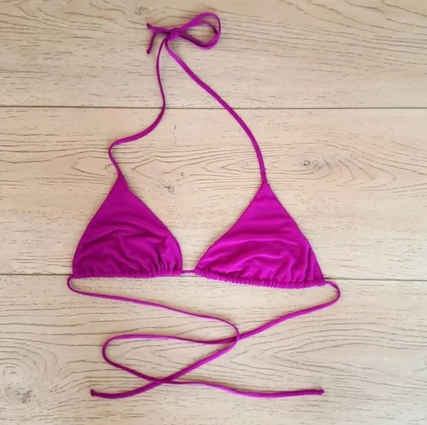 Naked Wardrobe Purple Velvet Bikini Top - Image 2