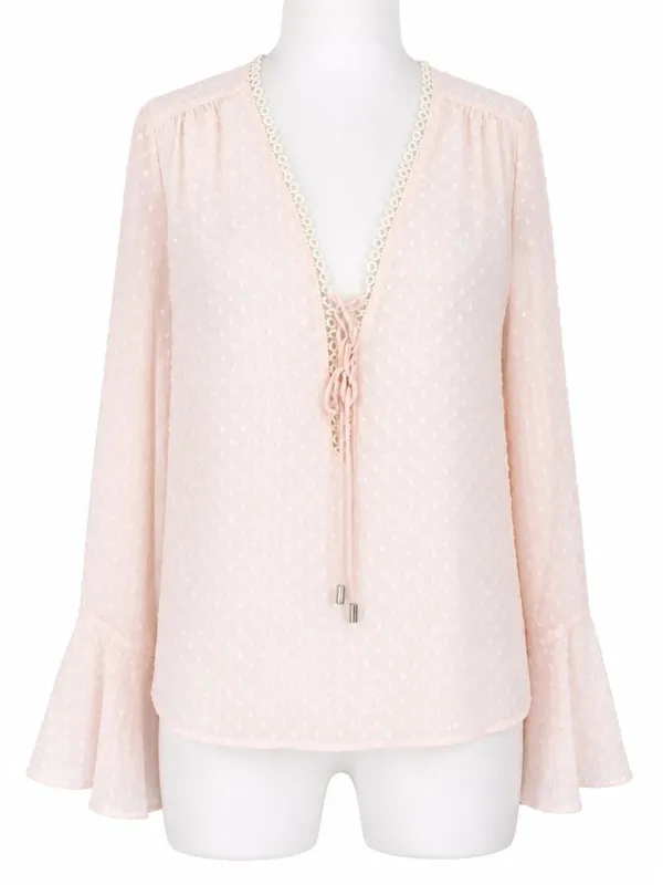 Lucy Paris Blouse S NWT Swiss Polka Dot Sheer Pink Romantic Coquette - Image 2