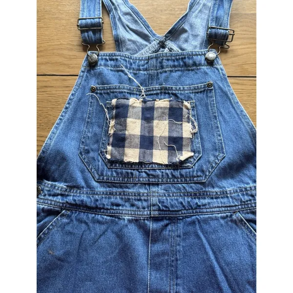 Haiks Country Patch Work Denim Overalls Blue Size Women I think Medium VTG READ - Image 4