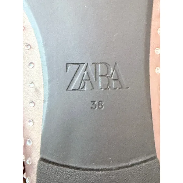 NWT Zara Taupe Rhinestone Satin Square Toe Studded Ballet‎ Flats 38 / 7.5 - Image 8