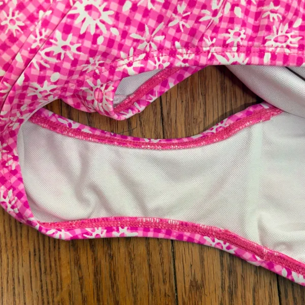 Lilly Pulitzer‎ Pink Gingham Floral Ruffle Wrap One Piece Swimsuit size 14 - Image 4