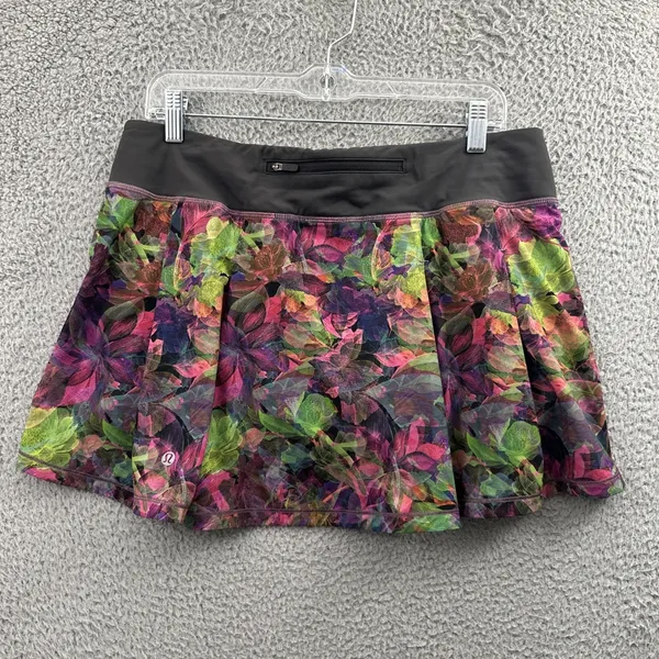 Lululemon‎ Pace Rival Mid Rise Skirt Skort Vivid Floral Tennis Athletic Women 10 - Image 2