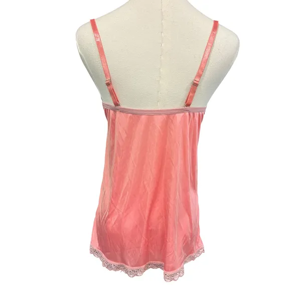 VTG Y2K Tracy Pink Silky Lace Baby Doll Slip Top Cami Fairy Medium Coquette 90's - Image 6