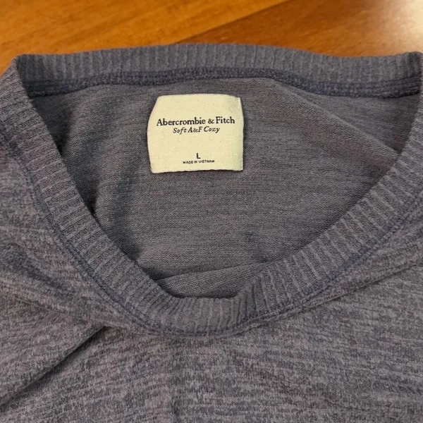 Abercrombie Fitch Blue‎ Marled Knit Tie Front Long Sleeve Top Womens Size L - Image 2