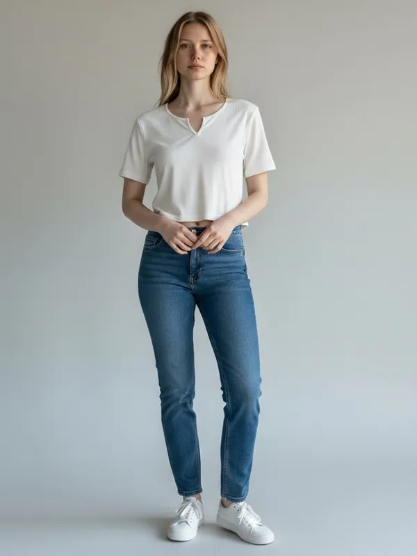 Aeropostale Seriously Soft White Ribbed Seamless Split Neck Baby Tee Medium Top - Image 7