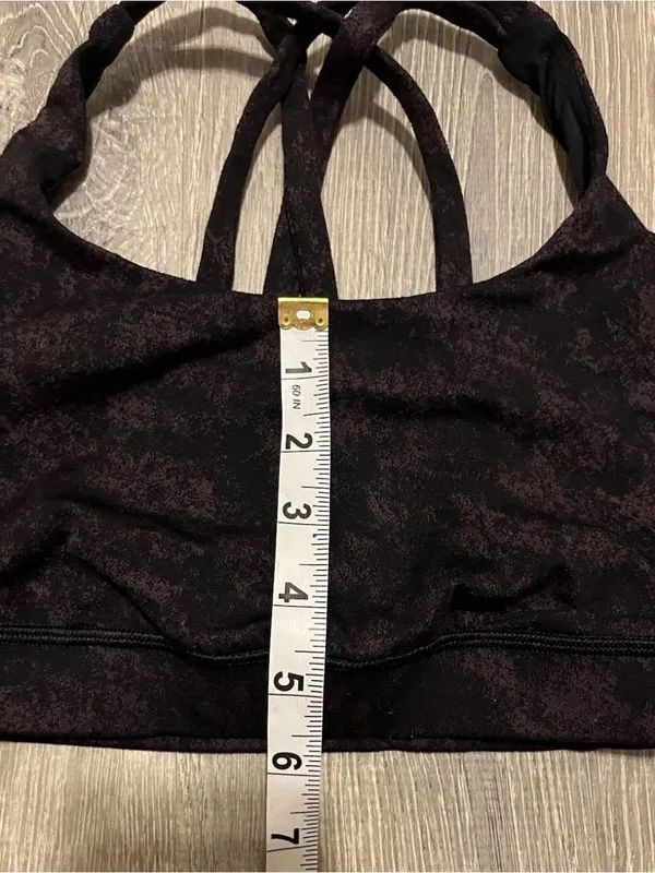 Lululemon Energy Bra Women’s Size 4 Black Purple Activewear Athletic Atheleisure - Image 3