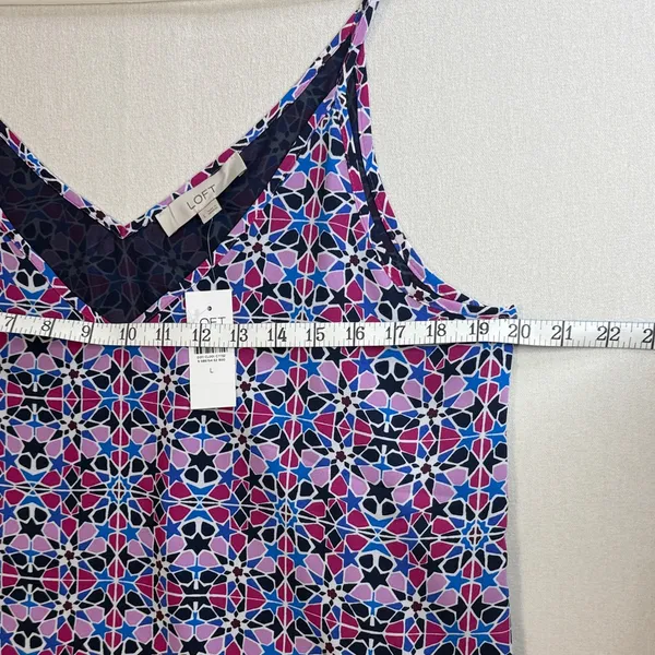 LOFT Navy, Pink & Light Blue Geometric Spaghetti-Strap Cami Top - Image 4